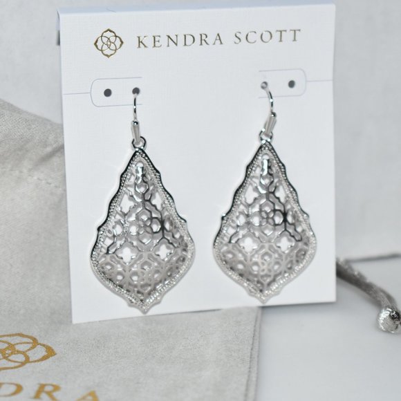 Kendra Scott Addie Drop Earrings in Filigree Silver #4217713794 NWT - Picture 2 of 4